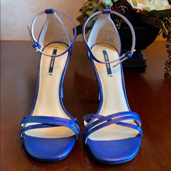 Zara Shoes - Zara Ankle Strap Blue Heels Size 37